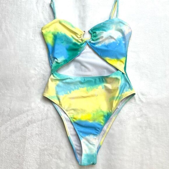 Tye Dye Monokini Blue Yellow Tones Unbranded Size M - Picture 1 of 12